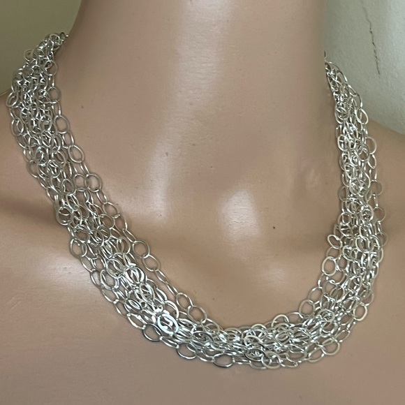 Vintage sterling silver 925 MILOR Italy multi chain necklace - Picture 6 of 12